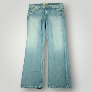 BKE Buckle Jeans Mens 36x32 Cole Bootcut Baggy Whiskering Distressed Light Wash